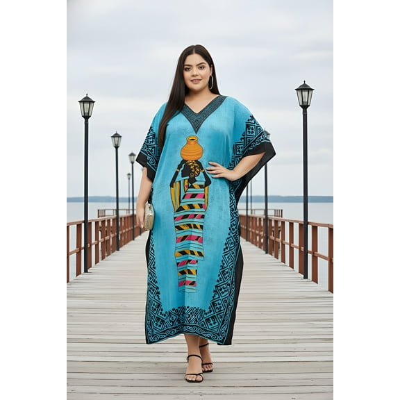 Oussum Women Plus Size Kaftans Polyester Long Maxi Caftan Gown Evening Casual Dress Online