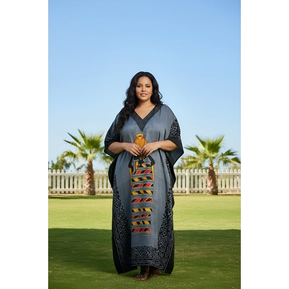 Oussum Women Plus Size Kaftans Polyester Long Maxi Caftan Gown Evening Casual Dress Online