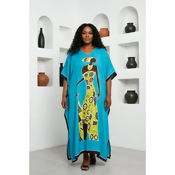 Oussum Women Plus Size Kaftans Polyester Long Maxi Caftan Gown Evening Casual Dress Online