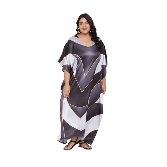 Oussum Women Plus Size Poly Satin Kaftans Dresses Gown Long Maxi Kimono Ladies Caftans
