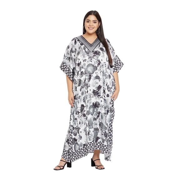 Oussum Women Plus Size Poly Satin Kaftans Dresses Gown Long Maxi Kimono Ladies Caftans