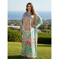 thumbnail image 1 of Oussum Women Plus Size Satin V-Neck Kaftan Maxi Dress Beach Cover Up​ Fits Up To 1X-3X, 1 of 1