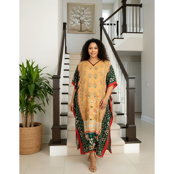 Oussum Women'S Plus Size Caftan Dress Long Maxi Kaftan Loungewear, Size Fit 1X-3X