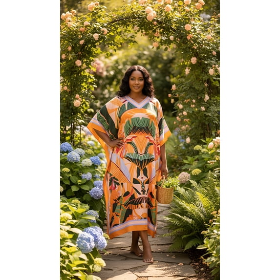 Oussum Women'S Plus Size Caftan Dress Long Maxi Kaftan Loungewear, Size Fit 1X-3X