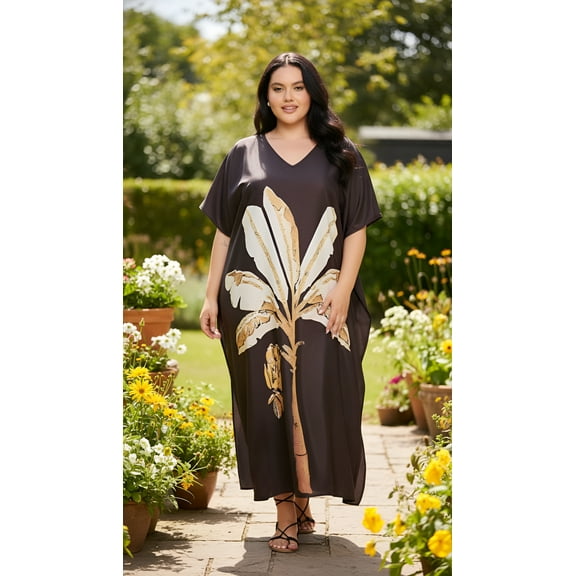 Oussum Women'S Plus Size Caftan Dress Long Maxi Kaftan Loungewear, Size Fit 1X-3X