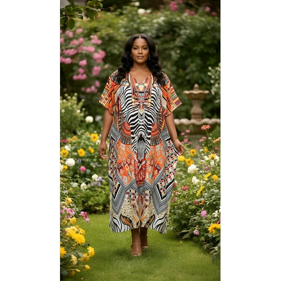 Oussum Women'S Plus Size Caftan Dress Long Maxi Kaftan Loungewear, Size Fit 1X-3X