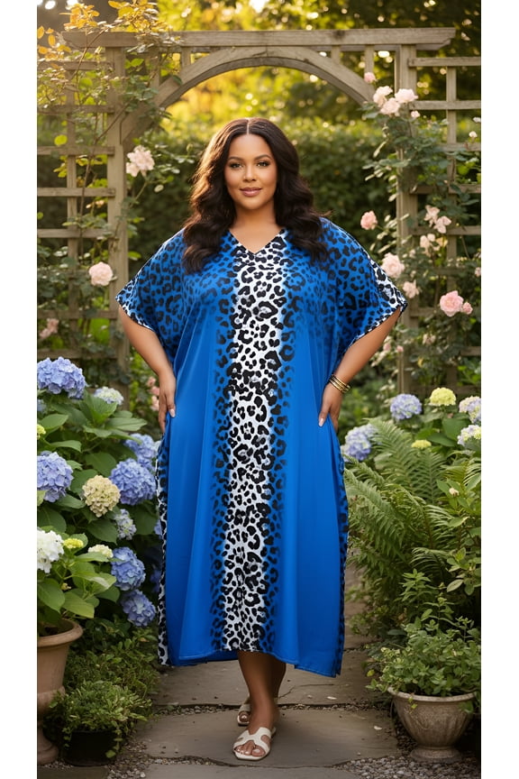 Women'S Plus Size Caftan Dress Long Maxi Kaftan Loungewear, Size Fit 1X-3X