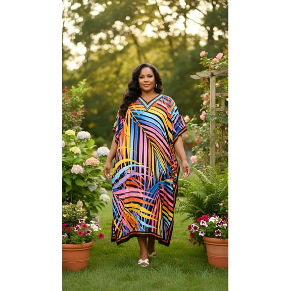 Oussum Women'S Plus Size Caftan Dress Long Maxi Kaftan Loungewear, Size Fit 1X-3X