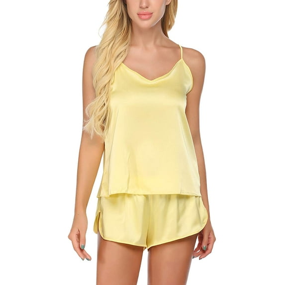 Oussum Women Satin Pajamas Sets Short Pj Set Soft Cami Sleepwear Lounge Set Online, 2-Piece