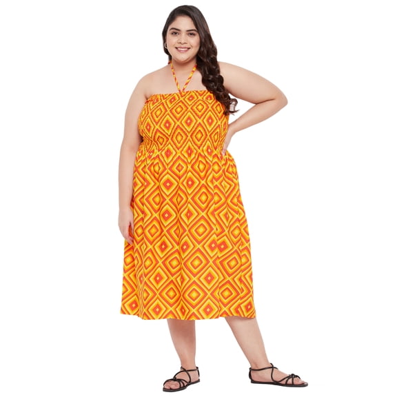 Oussum Women Short Tube Dress Sleeveless Summer Plus Size Dresses, Orange