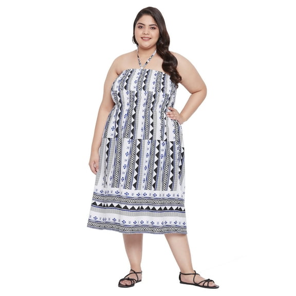 Oussum Women Short Tube Dress Sleeveless Summer Plus Size Dresses, White