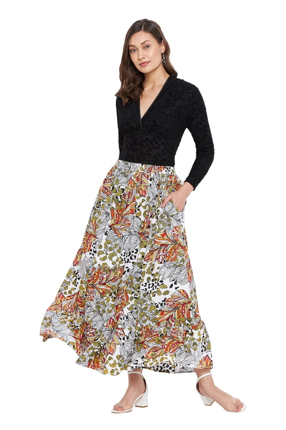 Women Skirts Long A-Line Midi Skirts with Pockets for Ladies, Multi color