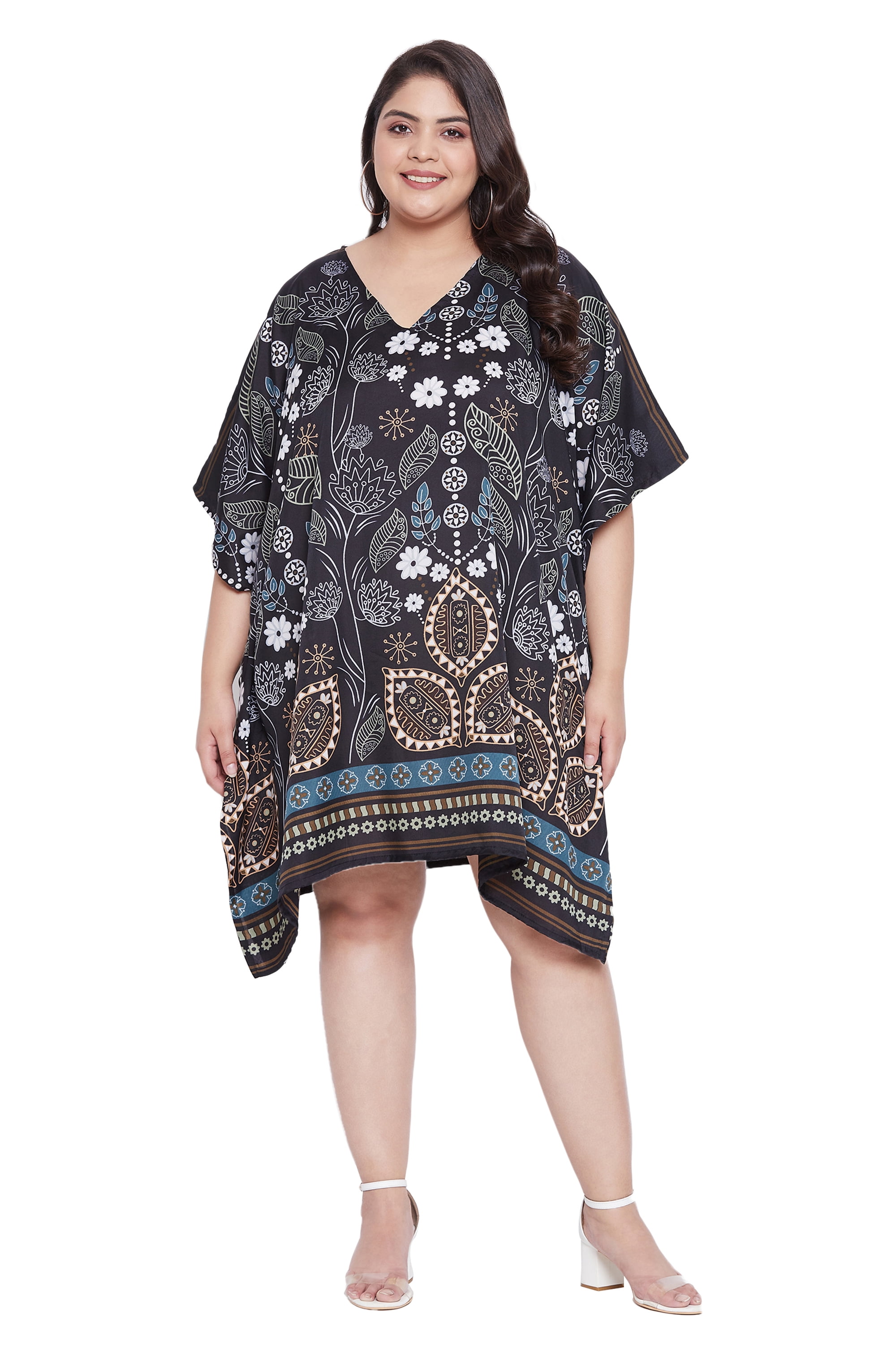 Oussum Women's Summer Kaftan Tunic Dress - 3/4 Sleeves, Beach & Date  Loungewear - Walmart.com