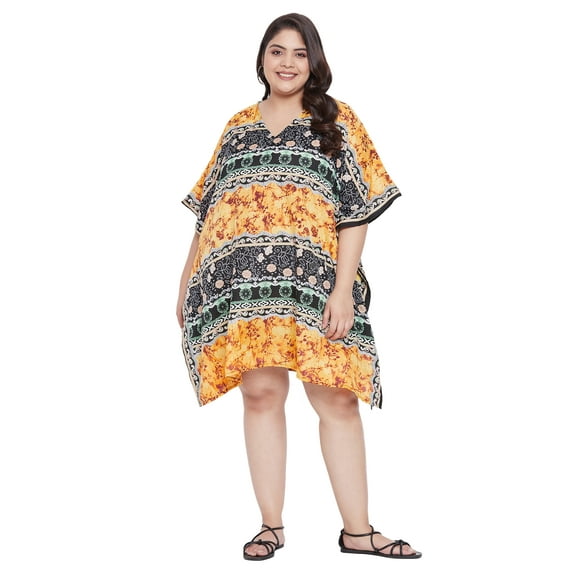 Oussum Women Tunic Dress Short 3/4 Sleeves Caftan for Ladies Casual Dresses