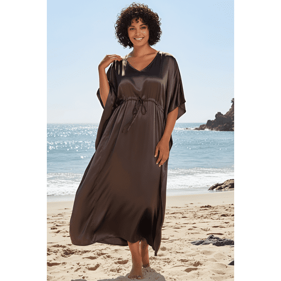 Oussum Women's Kaftans Plus Size Dresses Satin Long Maxi Adjustable Caftans Online