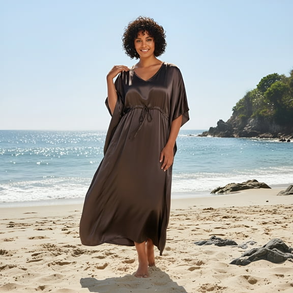 Oussum Women's Kaftans Plus Size Dresses Satin Long Maxi Adjustable Caftans Online