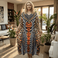 thumbnail image 1 of Oussum Women's Plus Size Animal Print Maxi Kaftan Dress, Loose V-Neck Beach Cover Up Resort Lounge Caftan, Multicolor, 1 of 4