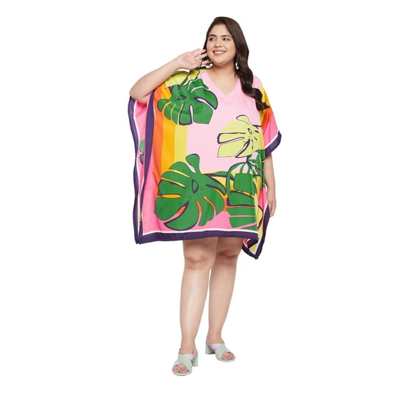 Oussum Women's Plus Size Kaftan Short Tunic ¾ Sleeve Kimono Caftan Dresses Online