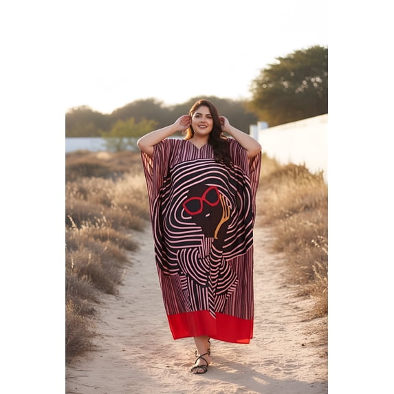 Oussum Women's Plus Size Kaftans Dresses Polyester Printed Long Caftan Maxi Online