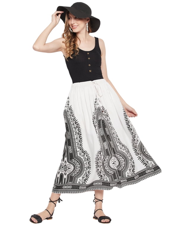 Women's Skirt A-Line Long Maxi Rayon Elastic Waist Midi Skirt's