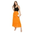 thumbnail image 1 of Oussum Women's Solid Long Skirt Rayon Three Tier Boho Skirt for Ladies, Orange, 1 of 1