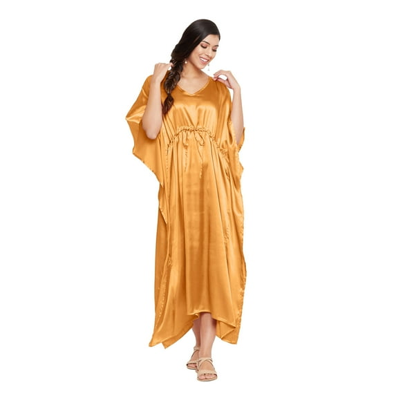 Oussum Womens Kaftans Satin Long Maxi Dress for Women Adjustable Size Caftans Plus Size Nightwear Evening Gown Beachwear Casual Dresses Online