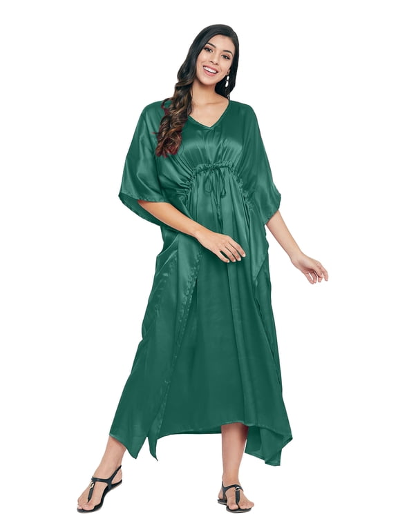 Womens Kaftans Satin Long Maxi Dress for Women Adjustable Size Caftans Plus Size Nightwear Evening Gown Beachwear Casual Dresses Online