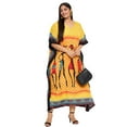 thumbnail image 1 of Oussum Yellow Tribal Plus Size Polyester Long Kaftan Dresses for Women, 1 of 8
