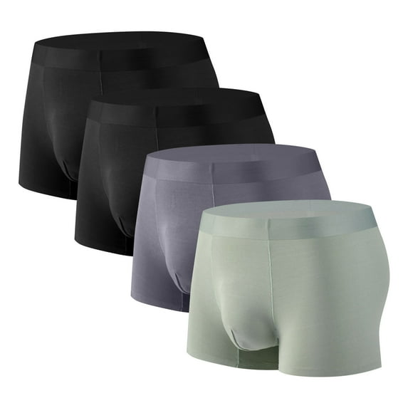 Ousvtion 4 PC Men's Boxer Briefs, Modal Underpants Quick-dry Pouch Trunks Support Ball Bulge Enhancing Underwear,Lingerie For Man Clearance Deals,05-Gray,X-Large