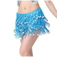 thumbnail image 1 of Ousvtion Clearance Deals Sequin Skirt for Women Sparkle Tassel Skirts with Drawstring Belly Dance Hip Scarf Layered Glitter Dress Mardi Gras Outfits Dancing Cowgirl Costume,Sky Blue,Free Size, 1 of 7
