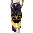 thumbnail image 1 of Ousvtion Mardi Gras Womens Joggers Funny Mask Printed Sweatpants Elastic Waist Pant Drawstring Trousers Comfy Sweatpant with Pockets Party Clothes Clearance Saving,B05-Multicolor,X-Large, 1 of 4