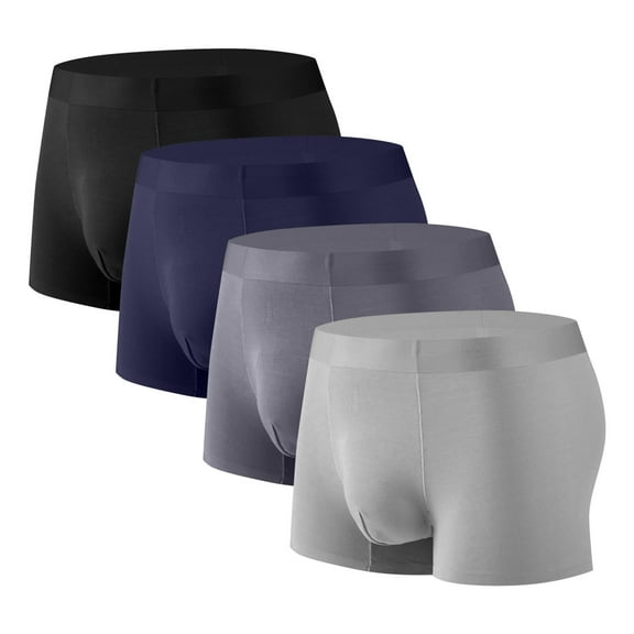 Ousvtion on Sale 4 PC Men's Boxer Briefs, Modal Underpants Quick-dry Pouch Trunks Support Ball Bulge Enhancing Underwear,Lingerie For Man Clearance,06-Silver,XX-Large