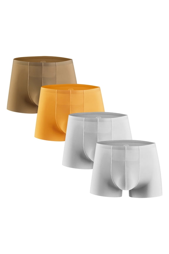 on Sale 4 PC Mens Underwear Trunks for Man Quick-dry Sports Boxer Briefs Open-fly No-ride-up Trunk Boxers Excellent Support Underpants Clearance,05-Silver,X-Large