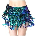 thumbnail image 1 of Ousvtion on Sale Sequin Skirt for Women Sparkle Tassel Skirts with Drawstring Belly Dance Hip Scarf Layered Glitter Dress Mardi Gras Outfits Dancing Cowgirl Costume Clearance,Green,Free Size, 1 of 8
