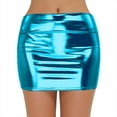 thumbnail image 1 of Ousvtion on Sale Women's Sexy Bodycon Pencil Skirt Shiny Metalic Mini Skirts Glitter Tight Hip Dress Spicy Girl Dresses Nightclub Party Clearance,Blue,L, 1 of 4