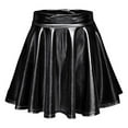 thumbnail image 1 of Ousvtion on SaleWomen's PU Leather Mini Skirt High Waisted Pleated Skater Skirts Faux Leather Dress Sexy Performance Costume for Women Clearance,Black,Small, 1 of 8