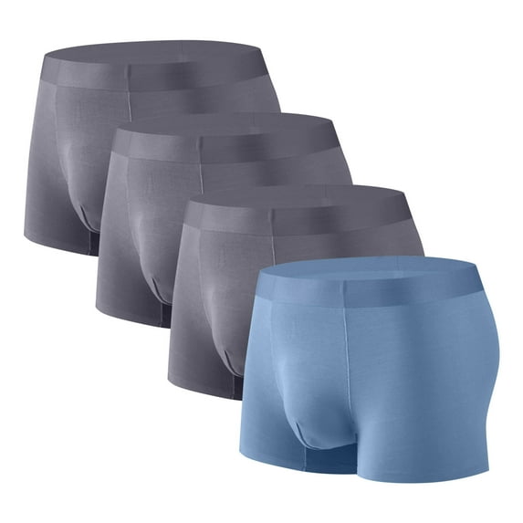 Ousvtion Saving 4 PC Men's Boxer Briefs, Modal Underpants Quick-dry Pouch Trunks Support Ball Bulge Enhancing Underwear,Lingerie For Man Deals,03-Blue,XX-Large