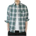 thumbnail image 1 of Ousvtion Saving Mens Flannel Shirt Jacket Plaid Coat Casual Button Down Shacket Jackets Long Sleeve Tops Lightweight Lapel Blouses Fall Spring Shirts Fashion Outfits Clearance,A01-Green,L, 1 of 7