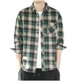 thumbnail image 1 of Ousvtion Saving Plaid Shirt Jacket for Men Button Down Shacket Jackets Long Sleeve Lapel Tops Lightweight Flannel Blouses Fall Spring Shirts Fashion Clothes With Pocket Clearance,A06-Green,XXXL, 1 of 5
