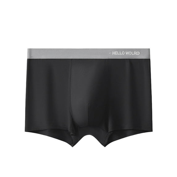 Ousvtion Trunks for Men Solid Color Boxer Briefs Fly Underwear Soft Cotton Brief Comfort Stretch Underpants Clearance Deals,02-Black,Large