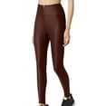 thumbnail image 1 of Ousvtion Women's Faux Leather Leggings Zipper Pants Stretch High Waisted Tights for Women Workout Yoga Trousers Fashion Streetwear Clearance Saving,Coffee,Large, 1 of 6
