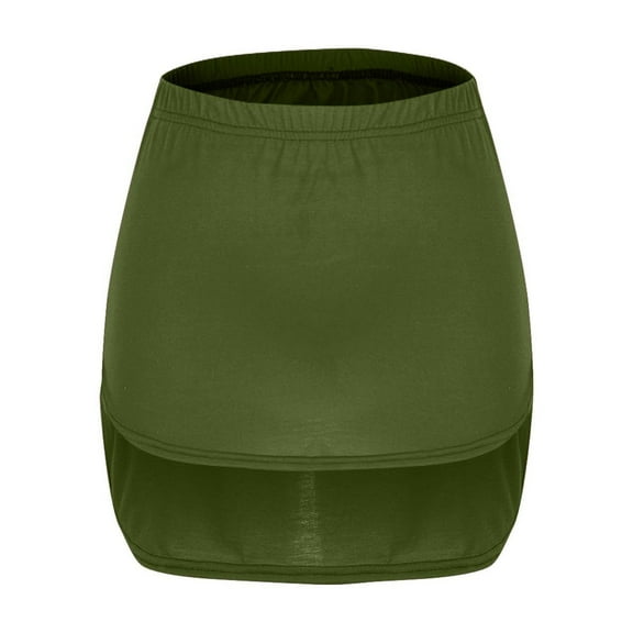 Ousvtion Women's Mini Skirts Removable Layering Skirt Half Adjustable Shirt Extender Dress Length Underskirt Plain Dresses Trendy Bottom,Green,Medium