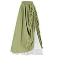 thumbnail image 1 of Ousvtion Women's Renaissance Skirt Victorian Lace Dresses Double-Layer Maxi Long Skirts Elastic High Waist Dress Fashion Clothes Deals,Green,Medium, 1 of 2