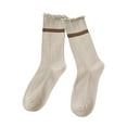thumbnail image 1 of Ousvtion Women's Ruffle Socks,Casual Cute Ankle Sock Breathable Knit Cotton Socks Soft Frilly Crew Stocking for Women Clearance Saving,Khaki,One Side, 1 of 3