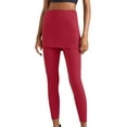 thumbnail image 1 of Ousvtion Women's Yoga Legging Elastic High Waist Pants Tummy Control Leggings Fake Two-piece Bottom Pant with Skirt Fashion Plain Trousers Clearance Saving,01-Red,XX-Large, 1 of 7