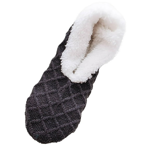 Ousvtion Womens Ankle Socks Winter Warm Cotton Boot Knitted Fuzzy Sock Fluffy Slipper Socks Non Slip Wool Stocking Clearance Saving,Gray,One Side