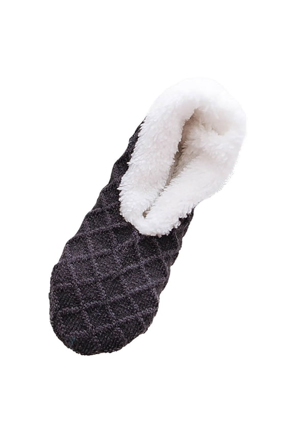 Womens Ankle Socks Winter Warm Cotton Boot Knitted Fuzzy Sock Fluffy Slipper Socks Non Slip Wool Stocking Clearance Saving,Gray,One Side
