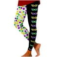 thumbnail image 1 of Ousvtion Womens Mardi Gras Legging Mask Letter Print Pants High Waist Yoga Leggings Stretchy Tummy Control Pant Trendy Streetwear Workout Tights Clearance Saving,A04-Black,XX-Large, 1 of 4