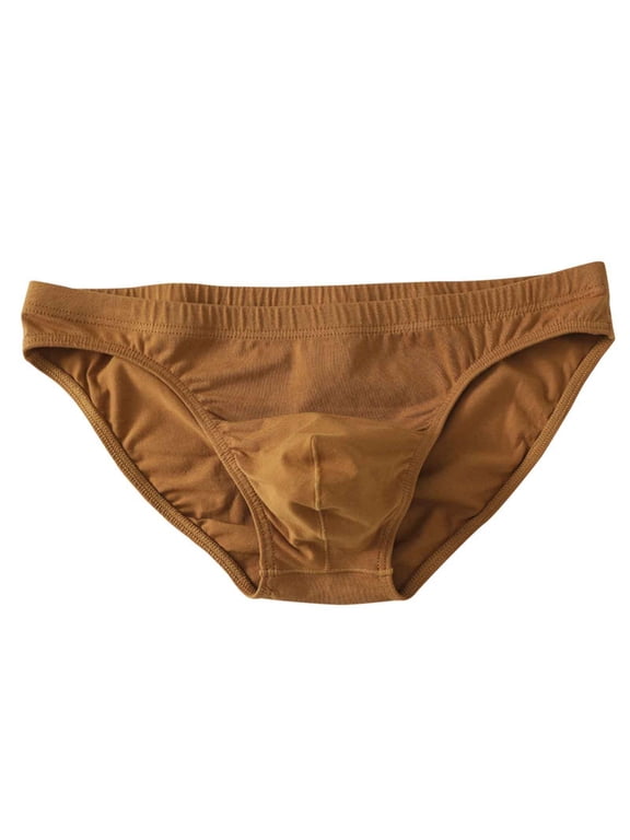 on Sale Men's Briefs Comfort Cotton Thongs Stretchy Mid Rise Lingerie Plain Underpants Underwear Boxer Briefs Clearance,Brown,Large