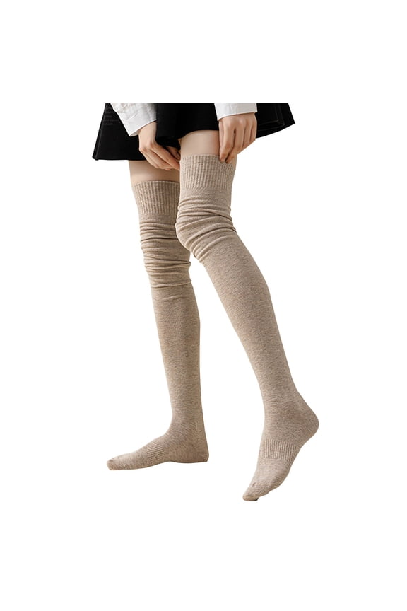 on Sale Women's Thigh High Socks Over Knee High Sock Long Winter Warm Boot Stockings Leg Warmers for Women Clearance,Beige,One Side